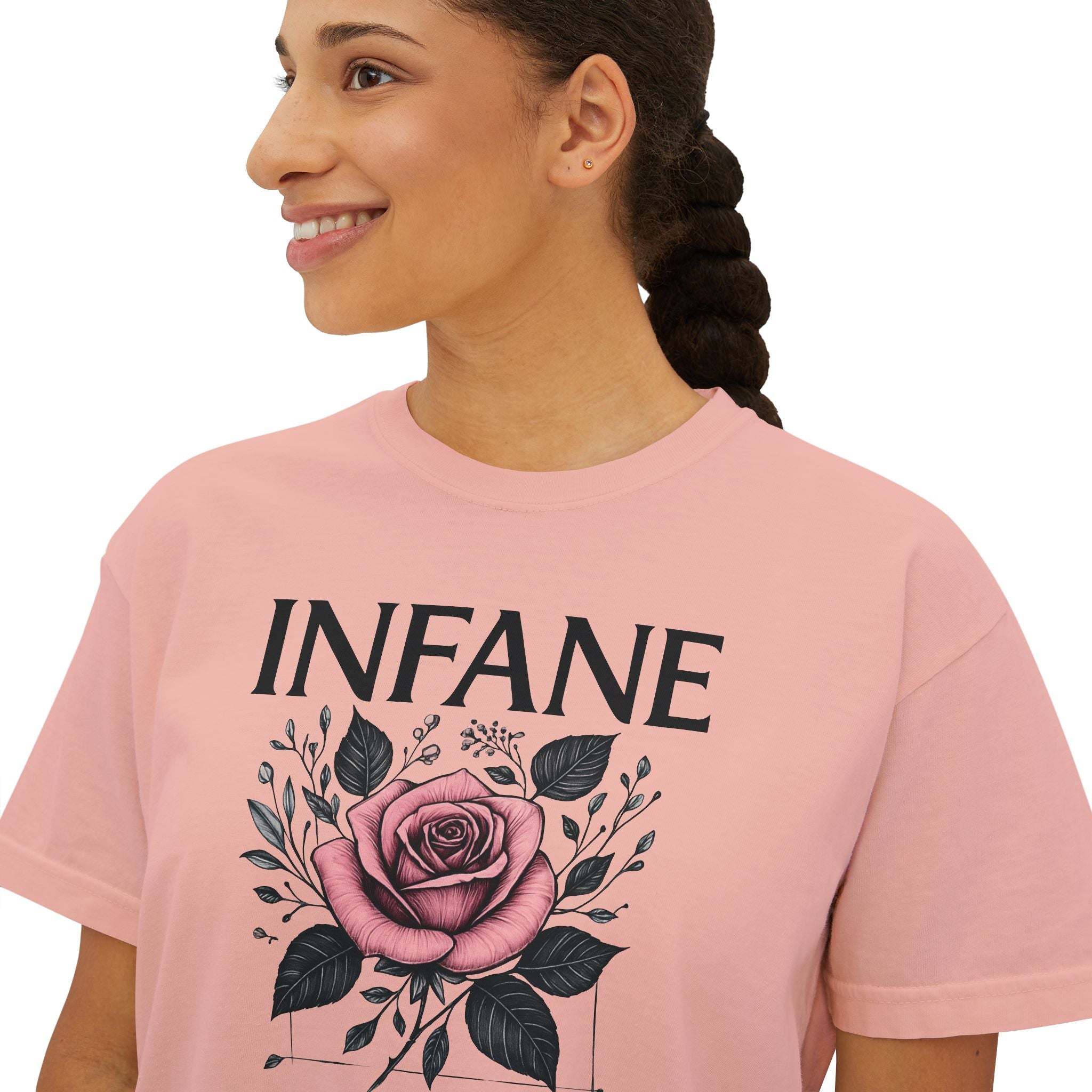 Boxy T w Floral Rosey