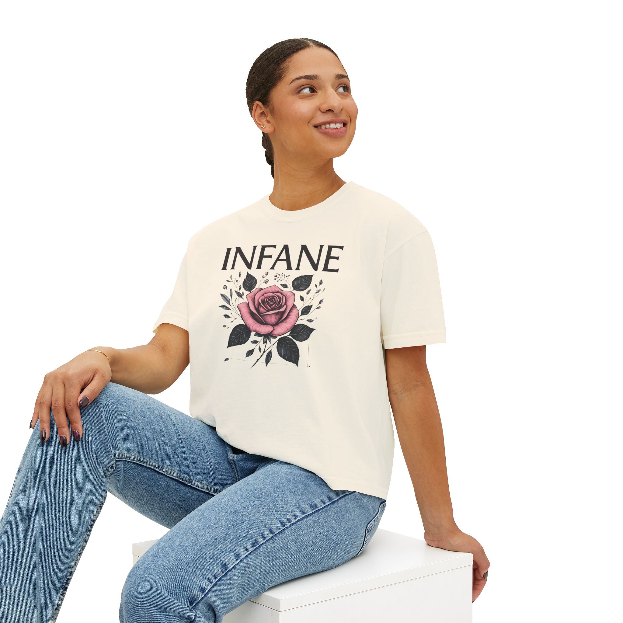 Boxy T w Floral Rosey