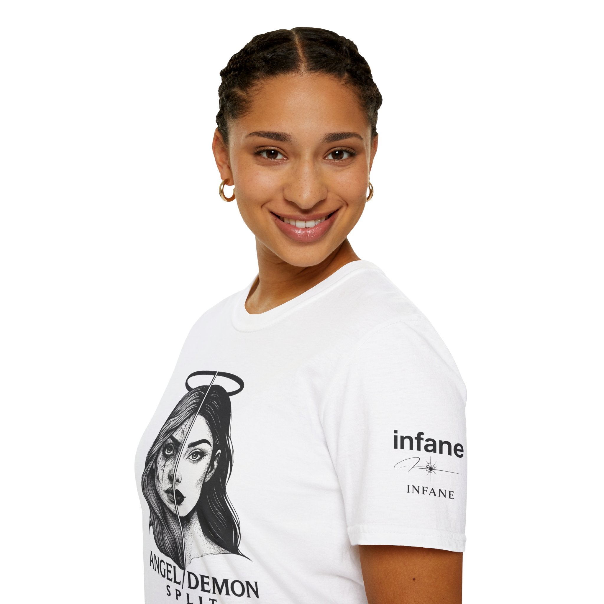 Unisex Softstyle T-Shirt - Angel/Demon Split Infane EU